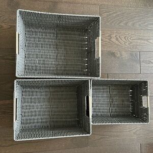 3 Whitmor Rattique Shelf Tote Gray Baskets Medium/Large